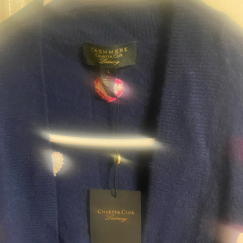 Charter Club Women's Navy Cashmere Cardigan